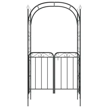 Opora na rostlinu Zahradní oblouk s brankou ocel 108 x 45 x 235 cm černý