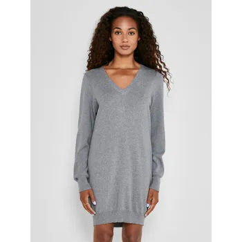 Dámské šaty Noisy May dámské úpletové šaty Ship dlouhý rukáv šedé Velikost: L