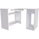 Rohový PC stolek LUKY pravé, Dekor: Bílá