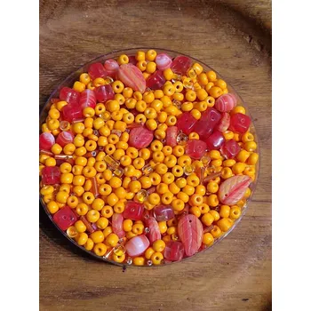 Korálek Korálky skleněné směs 120g oranžové