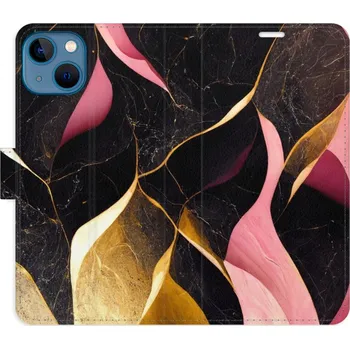 Pouzdro na mobilní telefon Flipové pouzdro iSaprio - Gold Pink Marble 02 - iPhone 13