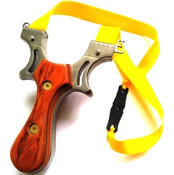 Prak Profesionální lovecký prak s hladkou rukojetí 0,75 mm přírodní masiv/žlutá guma