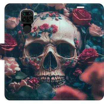 Pouzdro na mobilní telefon Flipové pouzdro iSaprio - Skull in Roses 02 - Xiaomi Redmi Note 9