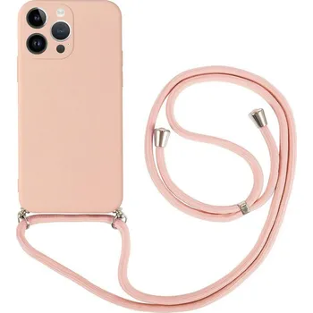 Pouzdro na mobilní telefon Kryt iPhone 14 Pro Max růžový se šňůrkou (obal neboli pouzdro na iPhone 14 Pro Max)
