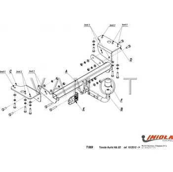 Tažné zařízení Tažné zařízení Toyota Auris 5D pevné