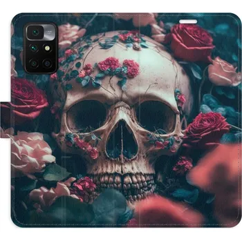 Pouzdro na mobilní telefon Flipové pouzdro iSaprio - Skull in Roses 02 - Xiaomi Redmi 10