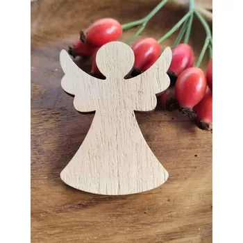 Vánoční dekorace Dřevěný anděl k nalepení / domalování menší