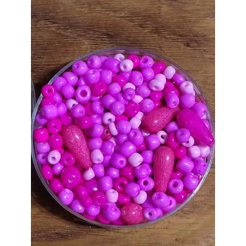 Korálek Korálky skleněné směs 30g růžové č.2