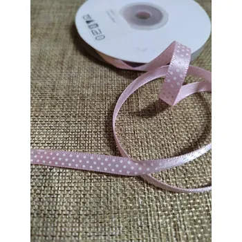 Stuha Saténová stuha s jemnými puntíky šíře 6 mm světle růžová