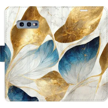 Pouzdro na mobilní telefon Flipové pouzdro iSaprio - GoldBlue Leaves - Samsung Galaxy S10e