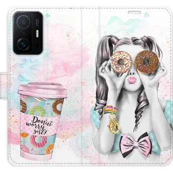 Pouzdro na mobilní telefon Flipové pouzdro iSaprio - Donut Worry Girl - Xiaomi 11T / 11T Pro