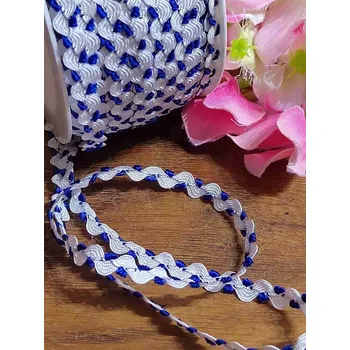 Krajka Hadovka ozdobná ozdobná šíře 4 mm bílo modrá