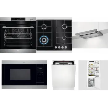 Set domácích spotřebičů AEG BSK782380M + AEG Mastery SpeedBurner HKB64420NB + AEG DPE5660M + AEG Mastery MSB2547D-M + AEG FSE74707P + AEG Mastery FlexiShelf SCE818D3LC