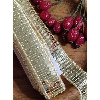 Krajka Flitrový prýmek šíře 22 mm zlatá