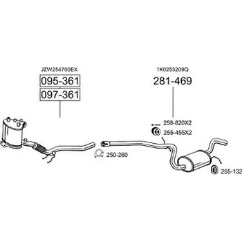 Filtr pevných částic filtr pevných čás. výroba AS Bosal 97-361A