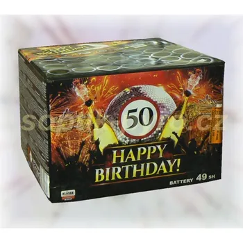 Zábavní pyrotechnika kompakt 49 výstřelů Happy Birthday! (zábavní pyrotechnika kategorie F3 (prodejné od 21 let))