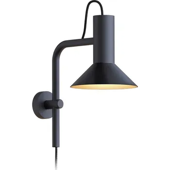 Nástěnné svítidlo Wever & Ducré Industriální nástěnná lampička Roomor Wall 3.1 Stínítko: Černé / Zlaté, Vypínač: Na kabelu 339120BK1