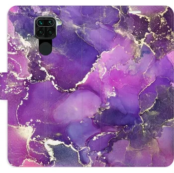 Pouzdro na mobilní telefon Flipové pouzdro iSaprio - Purple Marble - Xiaomi Redmi Note 9