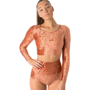 Dámský svetr Dragonfly,Sametový crop top PAVI 28, oranžová XS.S