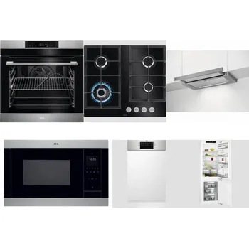 Set domácích spotřebičů AEG BPK742380M + AEG Mastery SpeedBurner HKB64420NB + AEG DPE5660M + AEG Mastery MSB2547D-M + AEG Mastery MaxiFlex FEE73517PM + AEG Mastery FlexiShelf SCE818D3LC