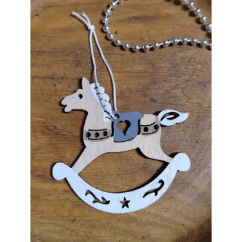 Vánoční dekorace Dřevěný houpací koník na pověšení