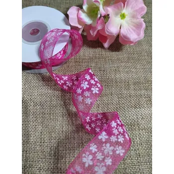 Stuha Monofilová stuha s motýly šíře 20 mm růžová