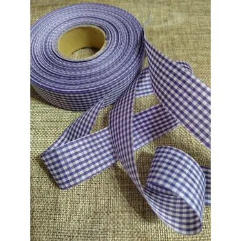 Stuha Károvaná stuha šíře 25 mm fialová tmavá