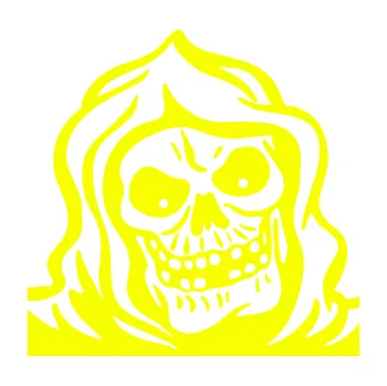 Samolepicí dekorace na vozidlo Lebka 057 pravá v kápi (70 - Fluorescentní žlutá) SAMOLEPKA NA AUTO, NÁLEPKA, FÓLIE, POLEP, TUNING, VLASTNÍ TEXT, TISK, AUTOSAMOLEPKY.cz, POLEPY, OBRÁZEK, LOGO, 3D STICKERS