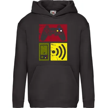 Chlapecká mikina detska_mikina_klokanka_potisk_gamer Barva: Black -černá, velikost: 152