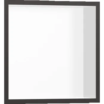 Koupelnový nábytek Hansgrohe XtraStoris Individual KARTÁČOVANÝ ČERNÝ CHROM Výklenek do stěny matná bílá, s designovým rámem 300/300/100