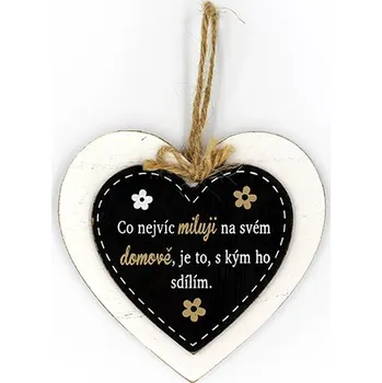 Bytová dekorace Nekupto Dřevěná cedule srdíčko Co nejvíc miluji