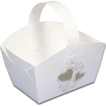 Krabička na výslužku Hit Office Svatební košíček 9 x 6 x 7 cm srdíčka 50 ks