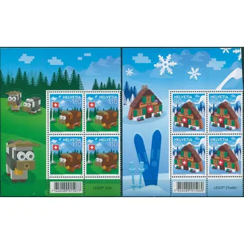 Poštovní známka Swiss post (2022) MiNr. 2827 - 2828 ** 4-bl - Švýcarsko - 90. výročí výrobce hraček Lego
