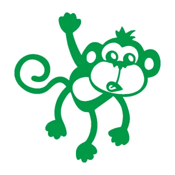 Samolepící dekorace Opice 005 pravá visí za ruku (12 - zelená) SAMOLEPKA NA AUTO, NÁLEPKA, FÓLIE, POLEP, TUNING, VLASTNÍ TEXT, TISK, AUTOSAMOLEPKY.cz, POLEPY, OBRÁZEK, LOGO, 3D STICKERS