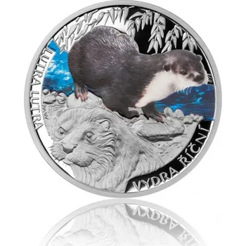 Česká mincovna - Stříbrná mince 1 NZD Vydra říční kolorováno - 16 g