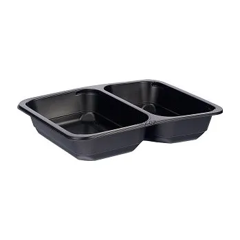 Jednorázové nádobí Gastro obaly Zatavovací miska PP černá 2-dílná 227x178x40mm (min. počet 500ks)