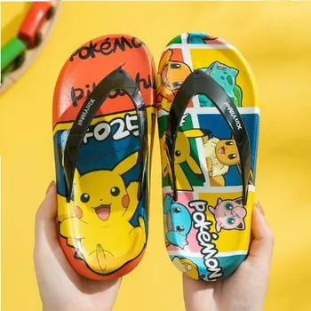 Dětská sálová obuv Dětské barevné pantofle žabky Pokémon (26-35 EUR) Barva: Oranžová, Velikost: 32-33 (20 cm)