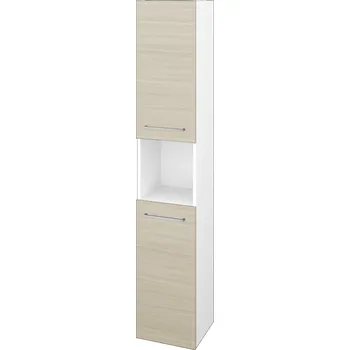 Koupelnový nábytek Dřevojas Vysoká skříň DOS SVD2O 35 - N01 Bílá lesk / Úchytka T04 / D04 Dub / Levé