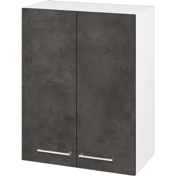 Koupelnový nábytek Dřevojas Horní skříňka DOS SYD2 60 - N01 Bílá lesk / Úchytka T03 / D16 Beton tmavý