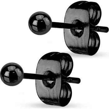 Náušnice Šperky4U Ocelové náušnice - kuličky černé - OPN1003-3