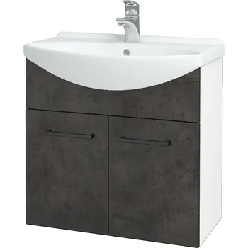 Koupelnový nábytek Dřevojas Koupelnová skříňka TAKE IT SZD2 65 - N01 Bílá lesk / Úchytka T06 / D16 Beton tmavý