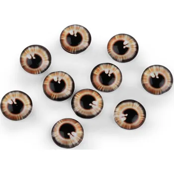 Galanterie Skleněné oči k nalepení Ø10 a 12 mm, barva 3 (10 mm) hnědá