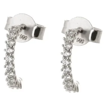 Náušnice Náušnice půlkroužky z bílého zlata se zirkony NA1213F + Dárek zdarma