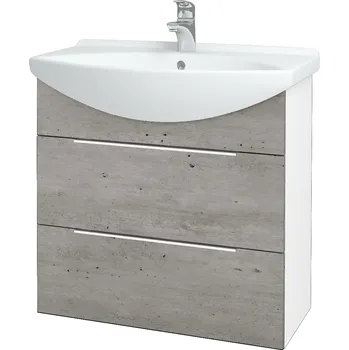 Koupelnový nábytek Dřevojas Koupelnová skříňka TAKE IT SZZ2 75 - N01 Bílá lesk / Úchytka T05 / D01 Beton