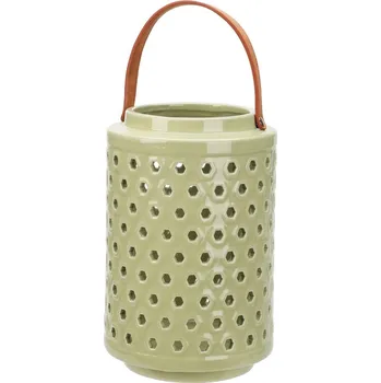 Svícen Dekorační lucerna Bruggy, zelená, 15,8 x 24,3 cm, dolomit