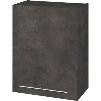 Koupelnový nábytek Dřevojas Horní skříňka DOS SYD2 60 - D16 Beton tmavý / Úchytka T02 / D16 Beton tmavý