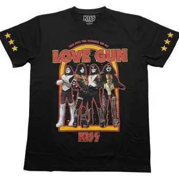 Pánské tričko Merch Kiss: Kiss Unisex T-shirt: Love Gun Stars (sleeve Print) (small) S