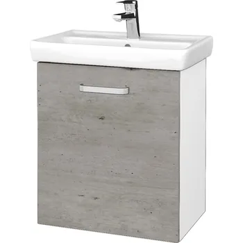 Koupelnový nábytek Dřevojas Koupelnová skříňka DOOR SZD 55 - N01 Bílá lesk / Úchytka T01 / D01 Beton / Levé