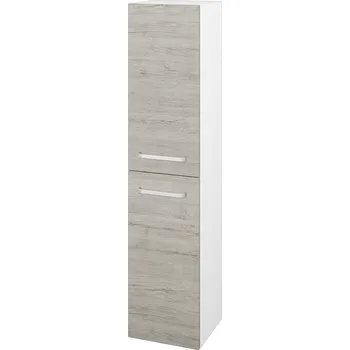 Koupelnový nábytek Dřevojas Vysoká skříň DOS SVD2 35 - N01 Bílá lesk / Úchytka T01 / D05 Oregon / Levé