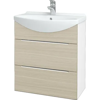 Koupelnový nábytek Dřevojas Koupelnová skříňka TAKE IT SZZ2 65 - N01 Bílá lesk / Úchytka T05 / D04 Dub